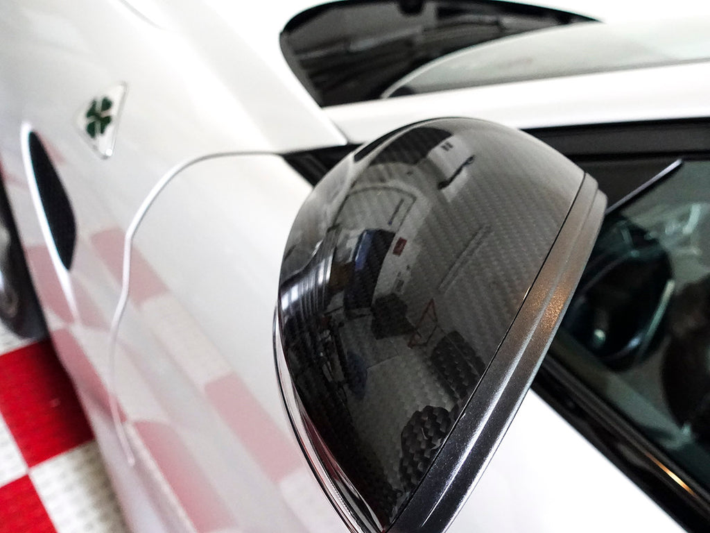 GENUINE ALFA ROMEO, GENUINE ALFA ROMEO CARBON FIBER MIRROR CAPS (ALFA ROMEO GIULIA) - ALFA CORSA