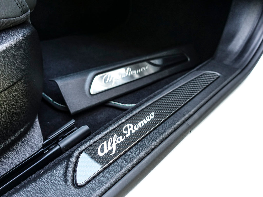 GENUINE ALFA ROMEO, GENUINE ALFA ROMEO CARBON FIBER LIGHTED DOOR SILL KIT - ALFA CORSA
